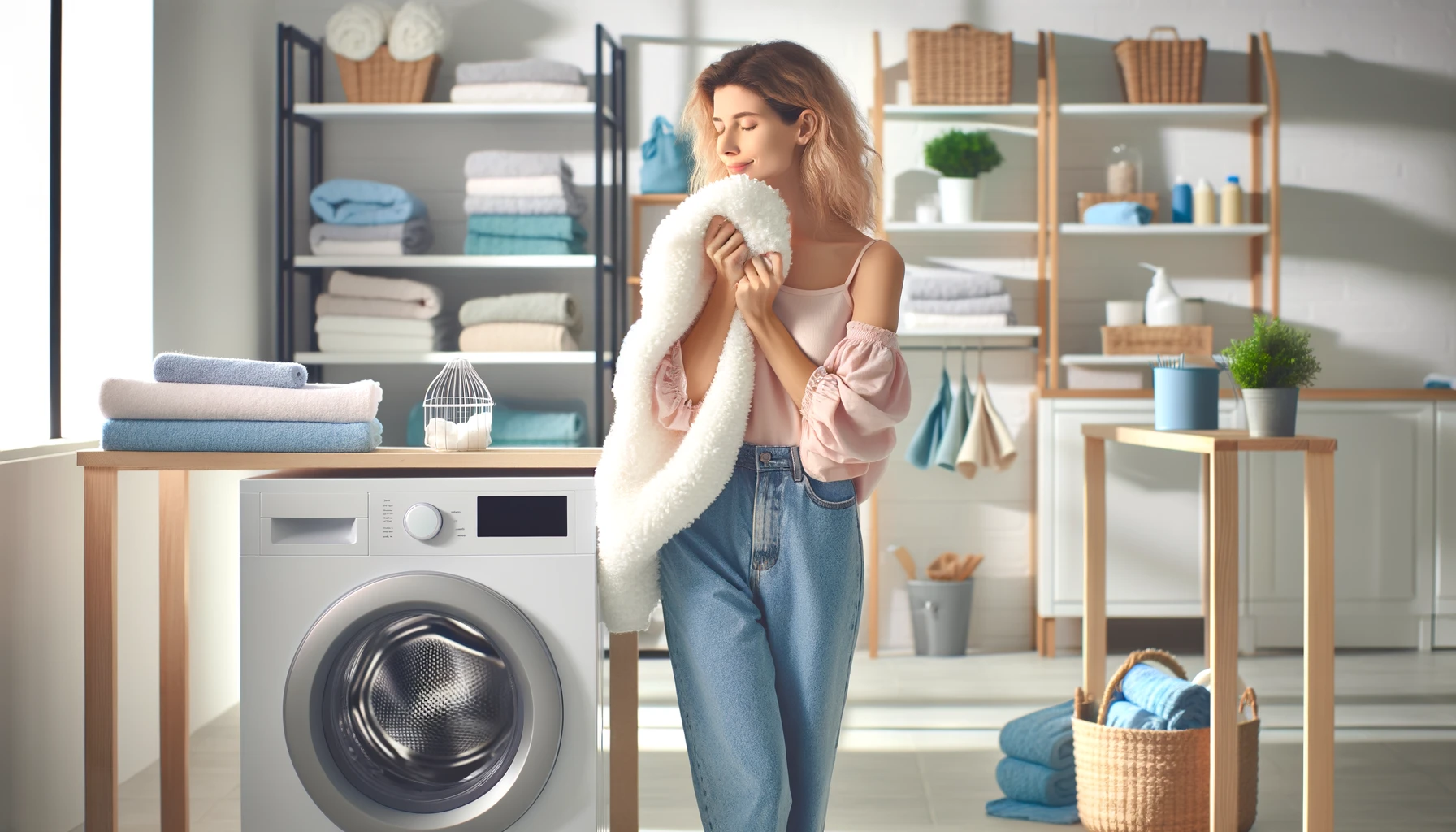 Image of woman enjoying a clean front load washer