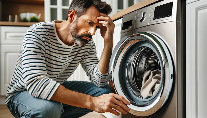 Image of homeowner finding a slow filling washer
