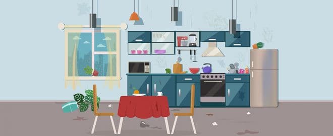 illustration of a dirty kitchen