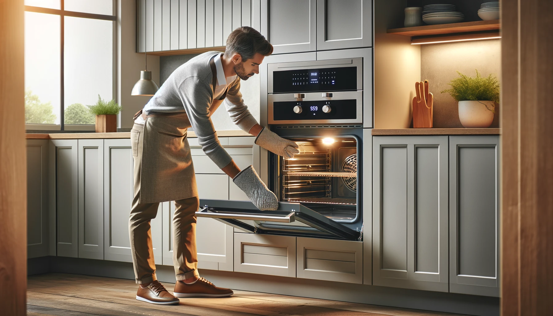 Image of a Homeowner Getting an Oven Ready for the Holidays