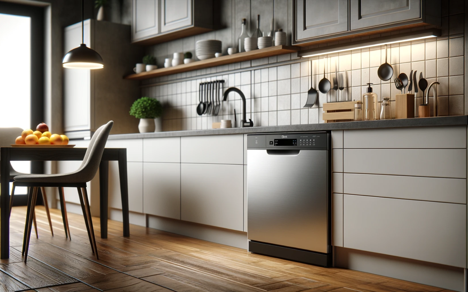 A sleek dishwasher in a contemporary, clean kitchen