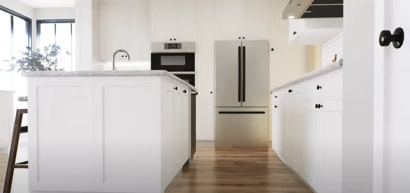 Image of a modern kitchen showing appliances that a home warranty covers.