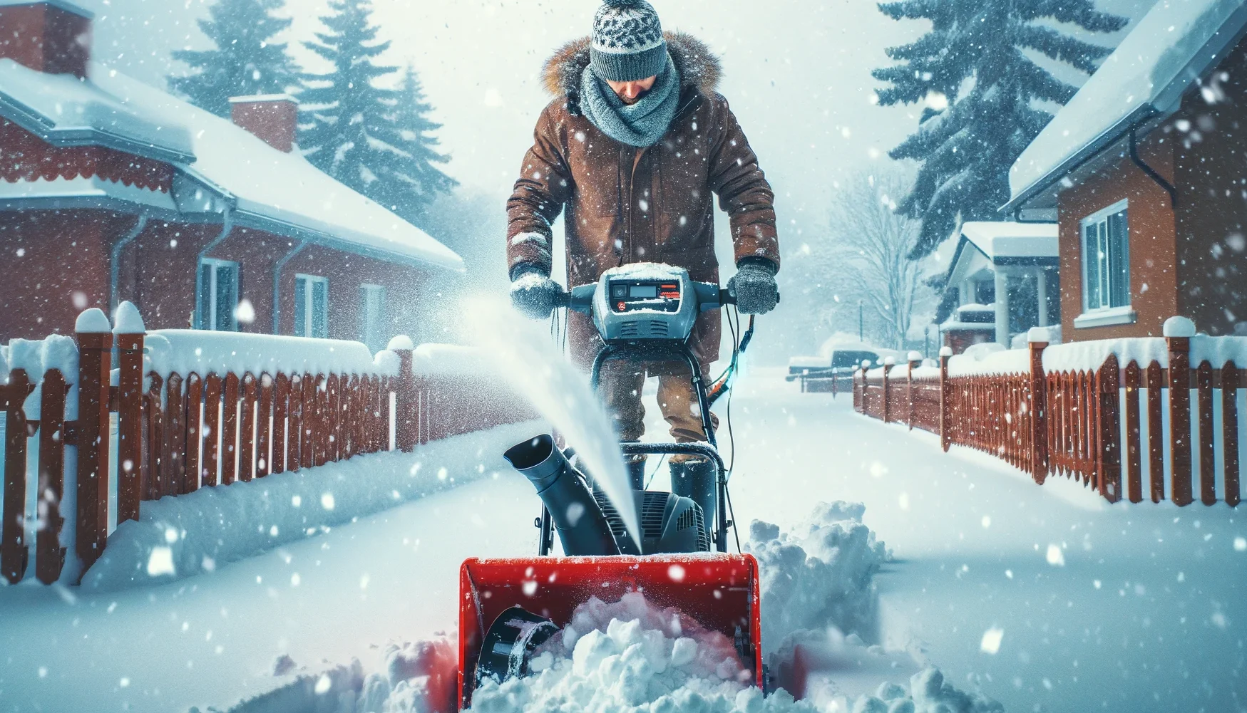 homeowner using a snowblower after understanding 5 snowblower myths that have been busted