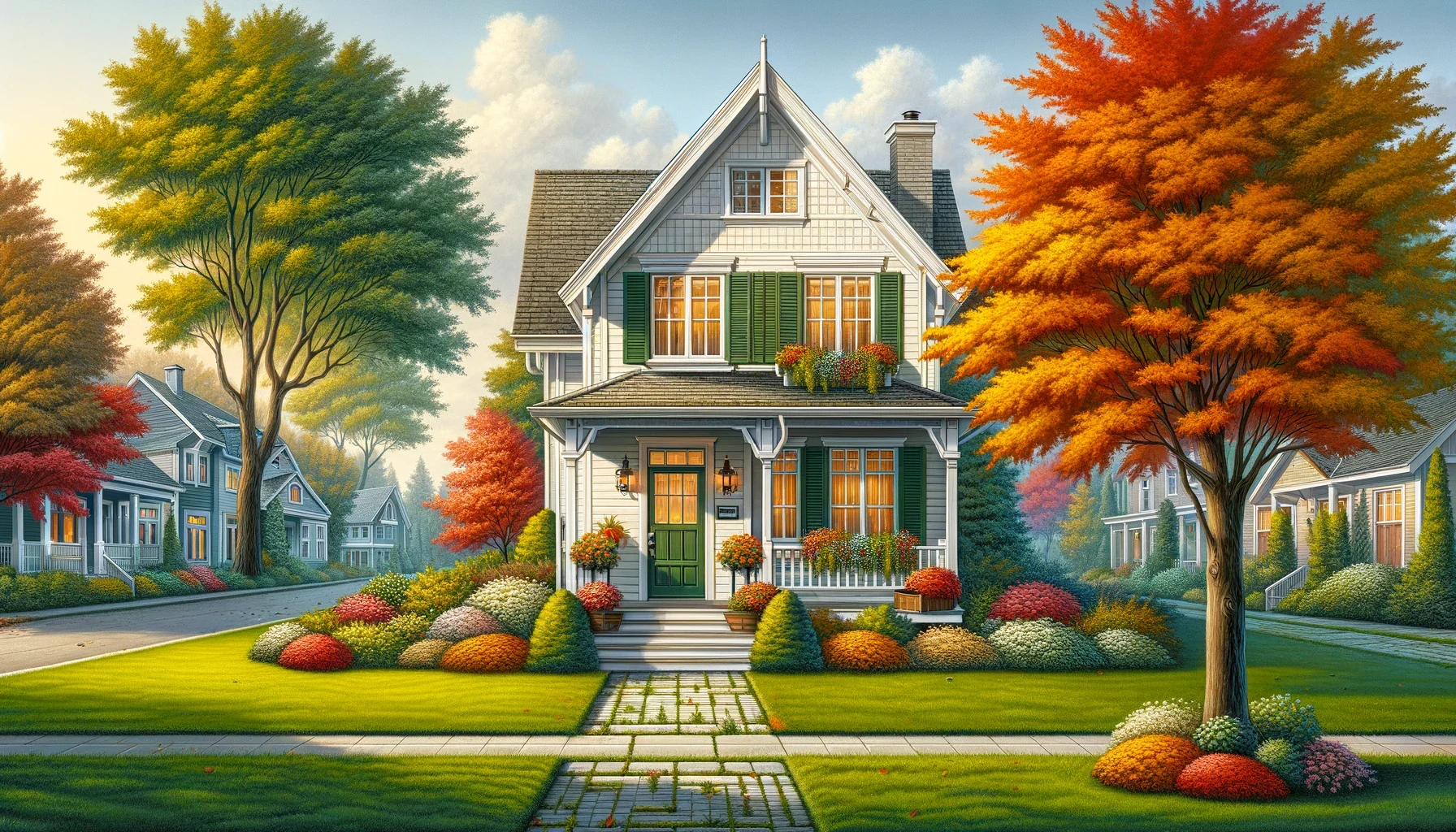 House with a perfect lawn after following the tips in How To Get Your Lawn and Garden Ready for Fall and Winter