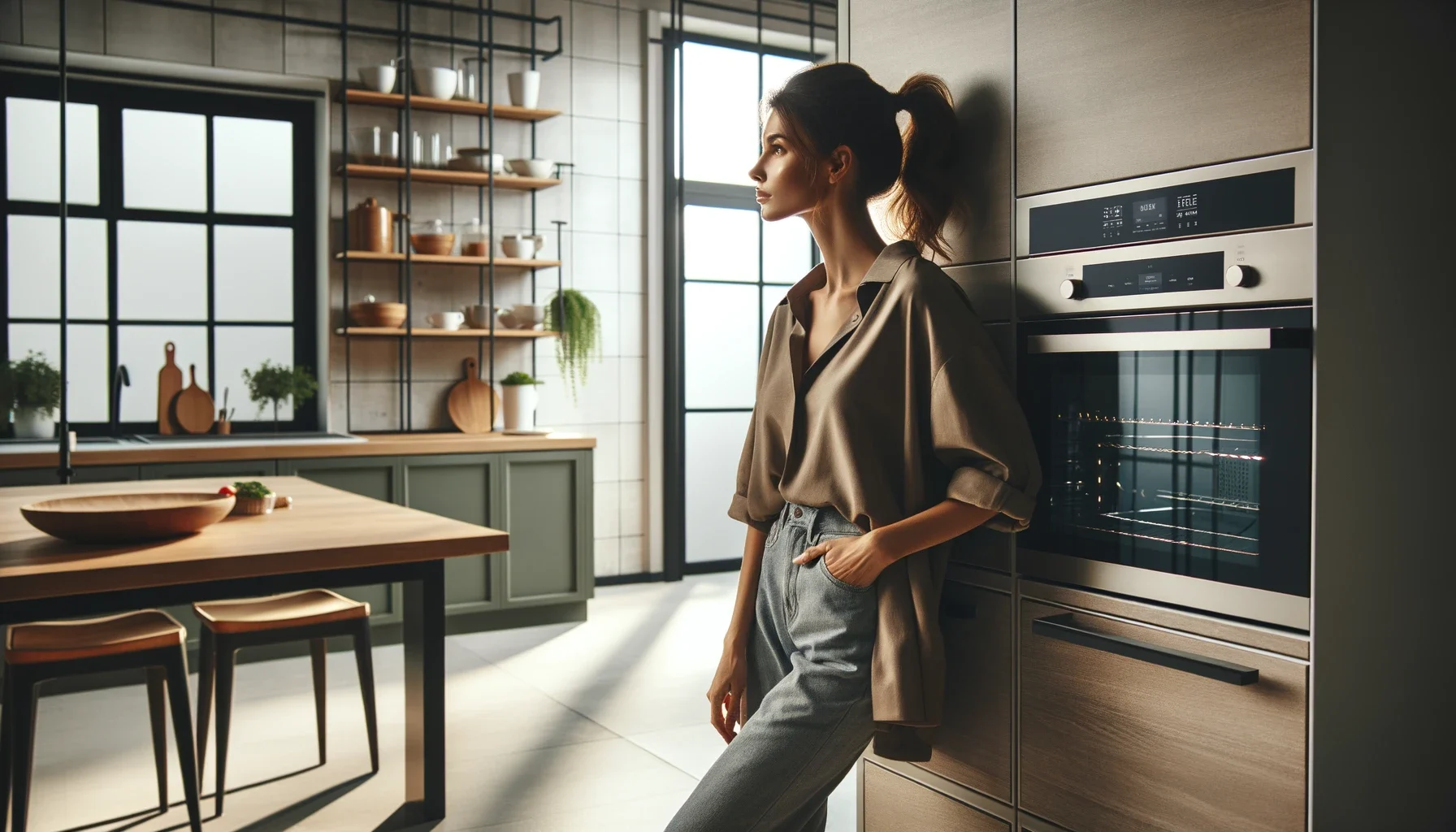 Homeowner standing beside her wall oven and wondering How long does an oven last?