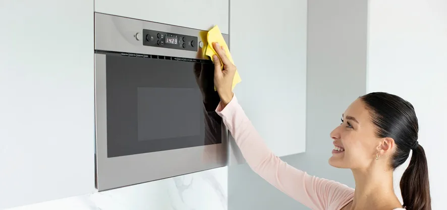 Cleaning the microwave oven using tips from Sears Home Services