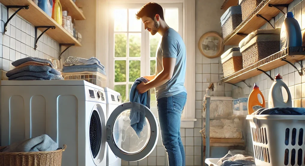 Homeowner discovering that his dryer won't start and looking for "Reasons Why Your Dryer Won’t Start"